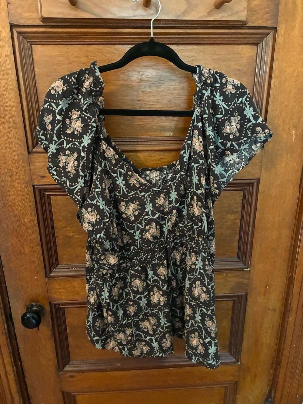 Torrid Plus Size V-Neck Flutter-Sleeve Smocked-Waist Floral Blouse